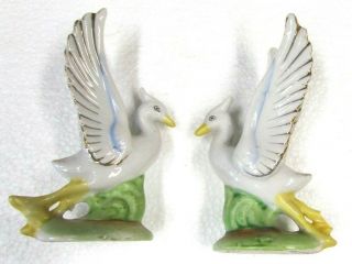 Birds Egret Crane Vintage Pair Gorgeous Occupied Japan Figurines 3.  5 " Tall