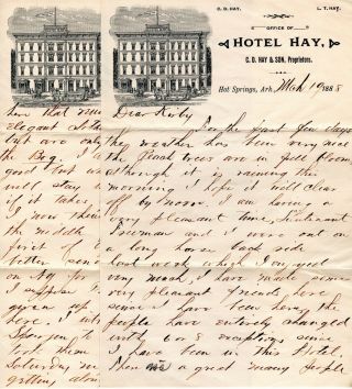 Hot Springs,  ARK 1888 Cover,  Letter to Hillsboro,  Ohio - 3 Scans 3