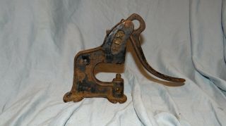 Antique Cast Iron Riveter Leather Tool Grommet Press Rex 27 Oct 8 1900