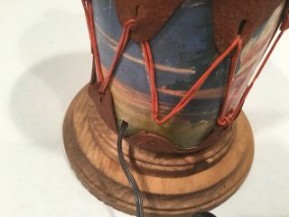Vintage Native American Indian Drum Lamp Handmade Southwest Decor OOAK Unique 3