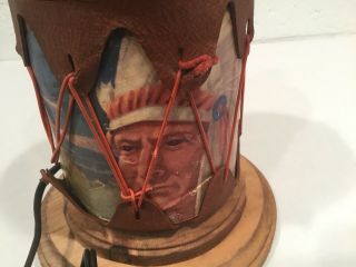 Vintage Native American Indian Drum Lamp Handmade Southwest Decor OOAK Unique 4