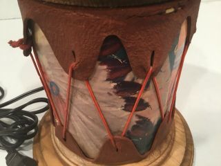 Vintage Native American Indian Drum Lamp Handmade Southwest Decor OOAK Unique 5