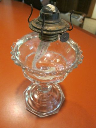 Antique Glass Pedestal Kerosene Oil Lamp With Burner