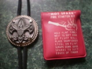 Vintage Boy Scout Bolo Tie & Hot Spark Firestarter Kit (never Been)