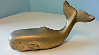 Vintage Solid Brass Large Heavy Whale 13 " X 7 " Nautical Rdc 4lbs