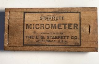 Vintage Starrett No 436 1 " Quick Reading Micrometer Caliper Wood Box