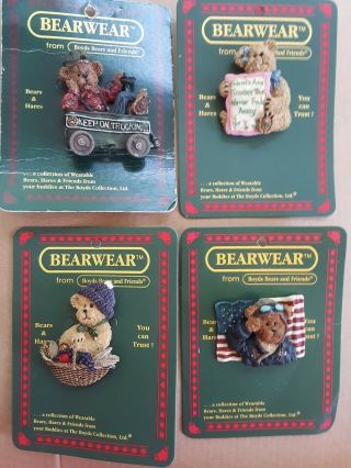Set Of 4 Bearwear Pins From Boyds Bears And Friends