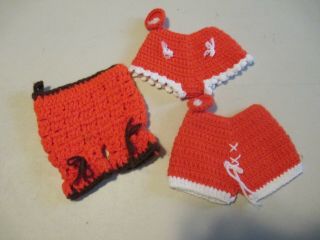 Vintage Crochet Bloomers Underpants Pot Holder Wall Decor Retro Country Kitchen