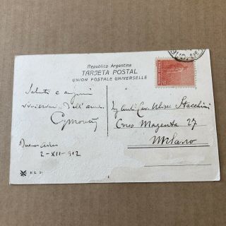 O) Postcard Argentina Buenos Aires circulated to Italy 1912 2