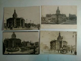 3 Old Real Photo Postcards,  1 Court House Peoria Illinois 1910