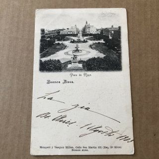 O) Postcard Argentina Buenos Aires Circulated To Italy 1903 Plaza De Mayo
