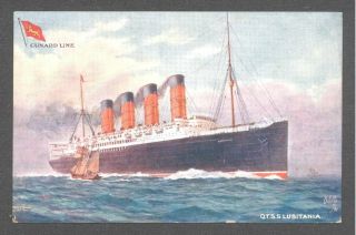 Artist Postcard Cunard Line Q.  T.  S.  S.  Lusitania Pre Sinking