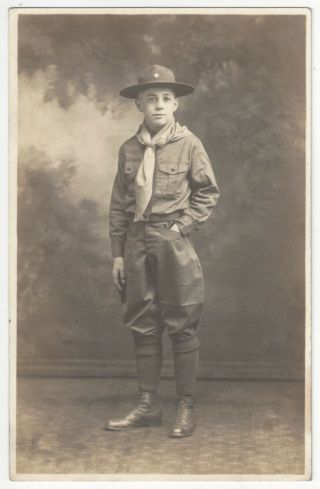 1924 Studio Real Photo Of Boy Scout - Cincinnati,  Ohio Vintage Postcard