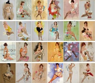 Pin - Up Girls Of Fritz Willis Full 24 Card Modern Postcards Set Glamour Stockings