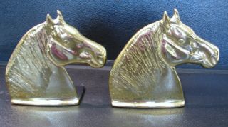 VINTAGE VIRGINIA METALCRAFTERS CAST BRASS PERCHERON HORSE HEAD BOOKEND SET OF 2 2