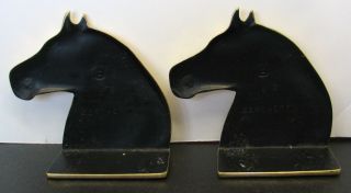 VINTAGE VIRGINIA METALCRAFTERS CAST BRASS PERCHERON HORSE HEAD BOOKEND SET OF 2 3