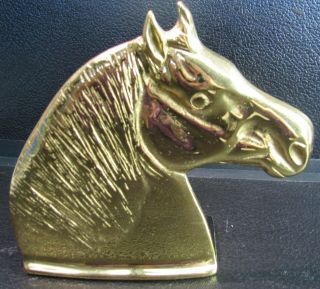 VINTAGE VIRGINIA METALCRAFTERS CAST BRASS PERCHERON HORSE HEAD BOOKEND SET OF 2 7
