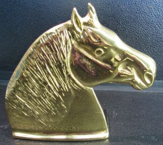 VINTAGE VIRGINIA METALCRAFTERS CAST BRASS PERCHERON HORSE HEAD BOOKEND SET OF 2 8