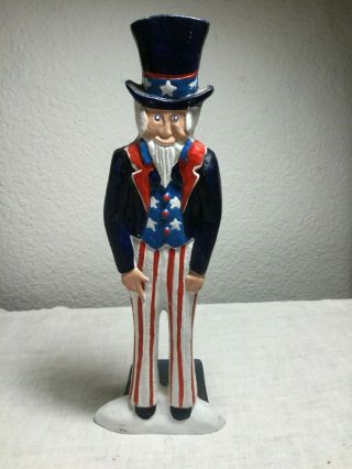 Vintage July 4th Collectible Uncle Sam Patriotic Cast Iron Doorstop - Emig