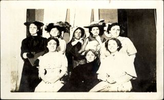 Group Of Woman In Costume Theater? Rppc Photo Mailed Addison Illinois 1910