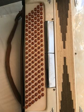 Vintage Accordion Made In Italy Mother Of Pearl Gold 1615 With Case 2