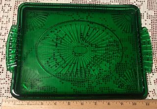 Vintage Avon Emerald Accent Green Glass Serving Tray