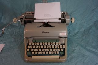 1960s Green Olympia SG1 Typewriter in great safe 3