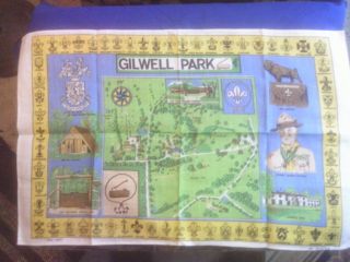 Gillwell Park Tea Towel 74 Scout Emblems Of World Woodbadge Baden Powell Map