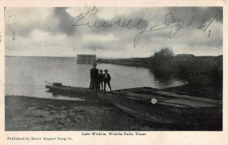 1908 Boats On Shore Lake Wichita Wichita Falls Tx Post Card