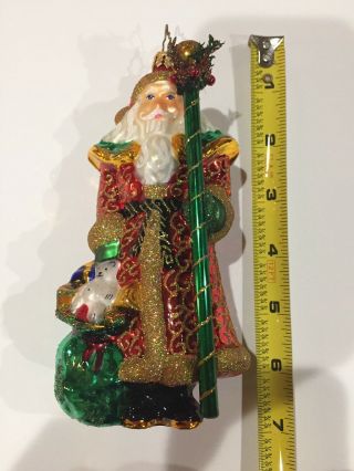 Christopher Radko Santa Ornament Handblown Glass Glitter Christmas Decor 4