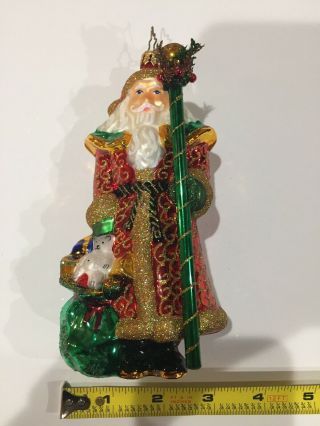 Christopher Radko Santa Ornament Handblown Glass Glitter Christmas Decor 5