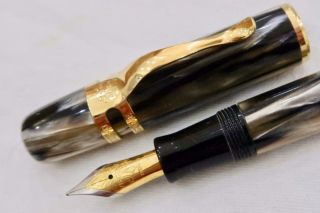 Visconti Ragtime 1st Edition Fountain Pen Pearl & Black Marble C1991