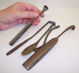 5 Old Vintage Foundry Sand Casting Mould Making Tools - Solid Bronze Sculpting