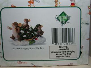 Charming Tails Bringing Home The Tree Fitz And Floyd 87/109 Christmas Mice