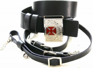 Knights Templar Black Sword Belt/buckle For Sir Knight Size 46 Silver/red