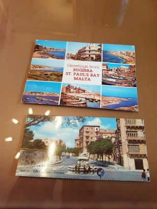 2 Vintage Malta Postcards
