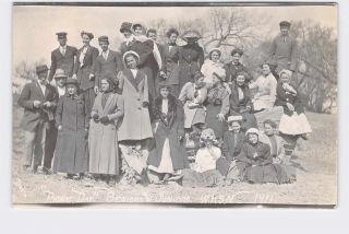 Rppc Real Photo Postcard Kansas W.  K.  S.  N.  Picnic Day Seniors And Juniors 1911
