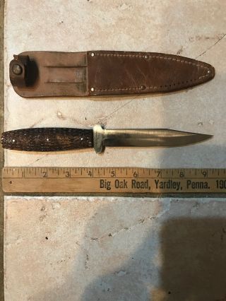 W.  R.  CASE & SONS Fixed Blade Bone Handle Knife & Leather Sheath 2