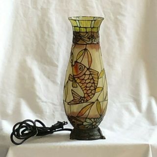 12 " Stained Glass Tiffany Style Fish Light Table Desk Lamp Dragonfly Bronze Base