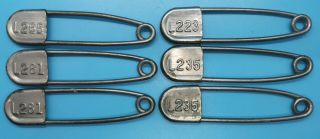 6 Vintage Risdon Steam Punk Key - Tag Safety Pin 4 1/4” Horse Blanket Pin Laundry
