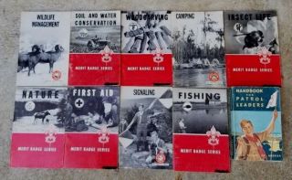 Boy Scout Merit Badge Series 9 Books & 1 Leader Handbook - Boyscout Bsa 1960s