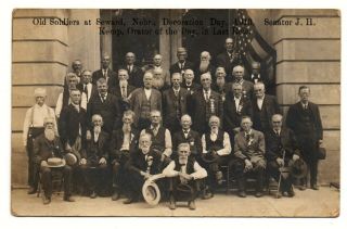 Rare Rppc Postcard Old Soldiers Seward Nebraska Decoration Day 1913 Gar War Vets