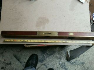 Antique Stanley Rule & Level Co No.  93 Brass Bound 26 Inch Level