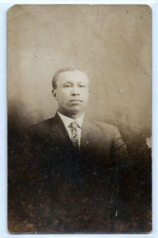 Young Black Man,  Real Photo Postcard Rppc African - American C.  1920s Suit