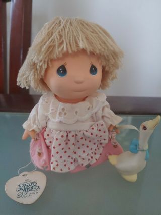 1991 Enesco Precious Moments Hi Babies Girl Doll With Her Duck 4 "