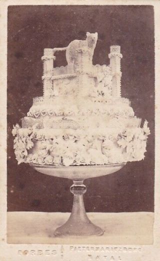Vintage Carte De Visite 1870 Unusual Wedding Cake Natal South Africa