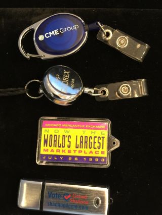 Chicago Mercantile Exchange Members Id Badge Holder Keychain,  Fob Jacket Globex
