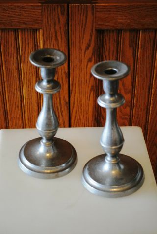 Vintage Wilton Rwp Pewter Candlesticks Candle Holders Pair (2) 9 "