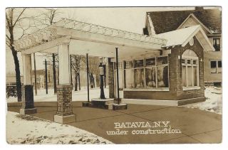 Rppc Batavia 1921 Gas Station Under Construction Photo Bishop Geneva York