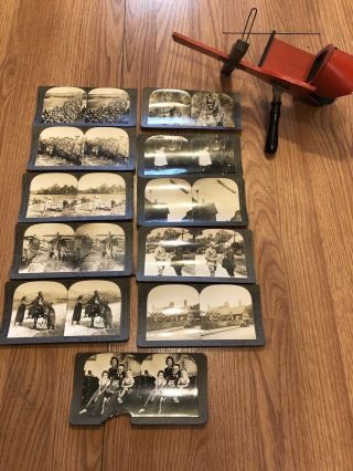Antique 1904 Monarch Keystone View Co.  Stereoscope Viewer With 11 Cards